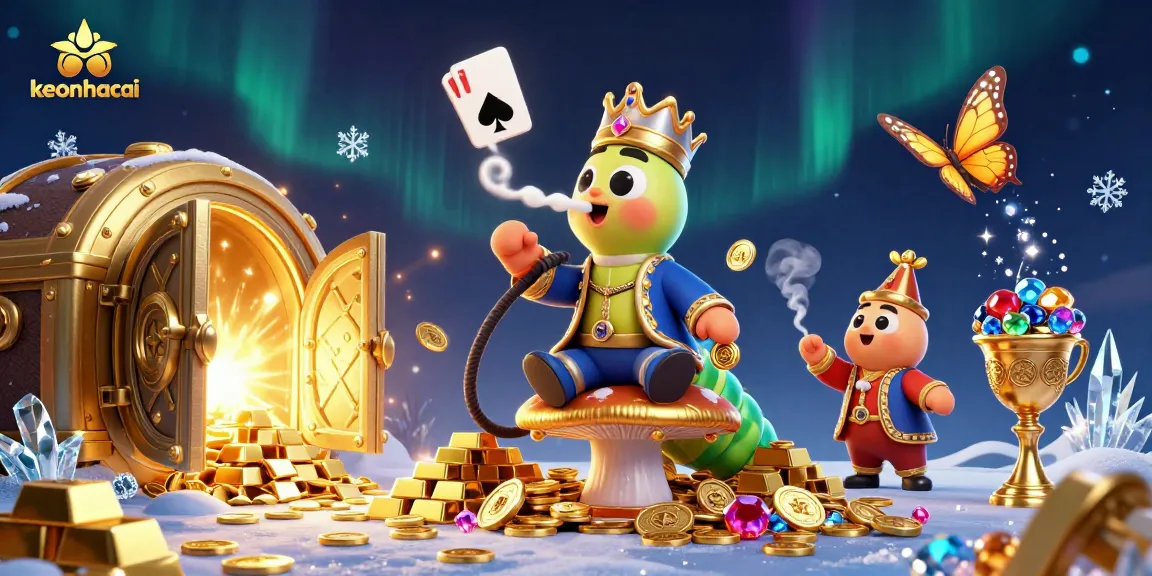 Engage with keonhacai visuals showcasing an enchanting 3D casino scene featuring rich treasures.