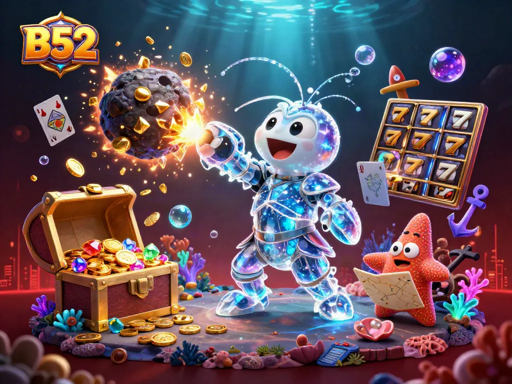 B52 players engage with rich slots and dynamic casino elements in an exploding underwater scene.