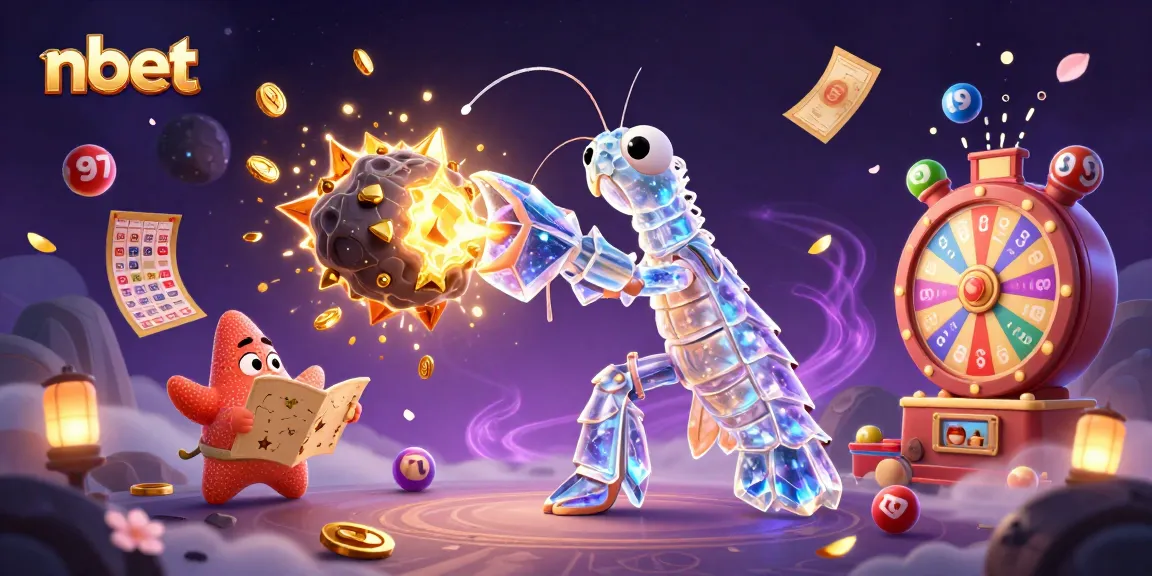 Experience nbet's dynamic gambling scene with vibrant characters and colorful gaming elements.