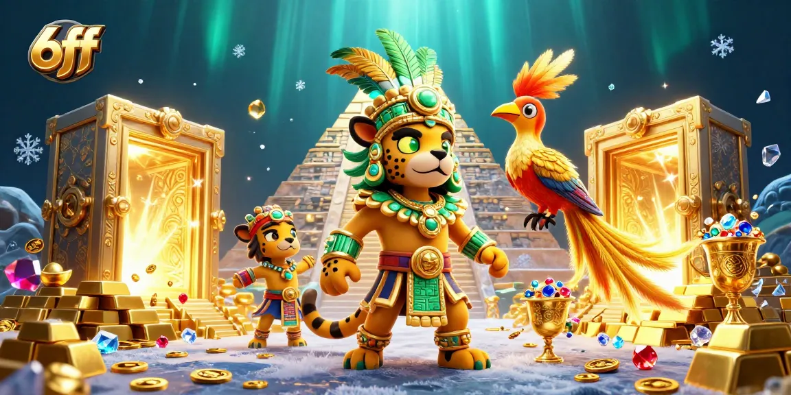 Engage with the vibrant world of 6ff, where a Mayan jaguar priest meets golden treasures in an epic gaming adventure.