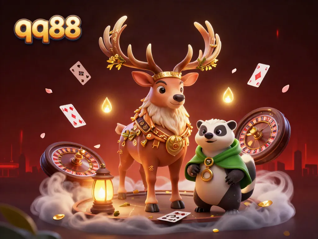 Experience thrilling wins at qq88 with vibrant casino elements and animated characters.