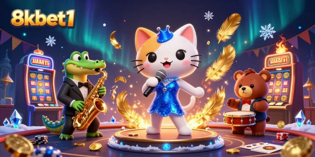 Engage with immersive gameplay at 8xbet1 featuring a lively casino environment with animated characters.