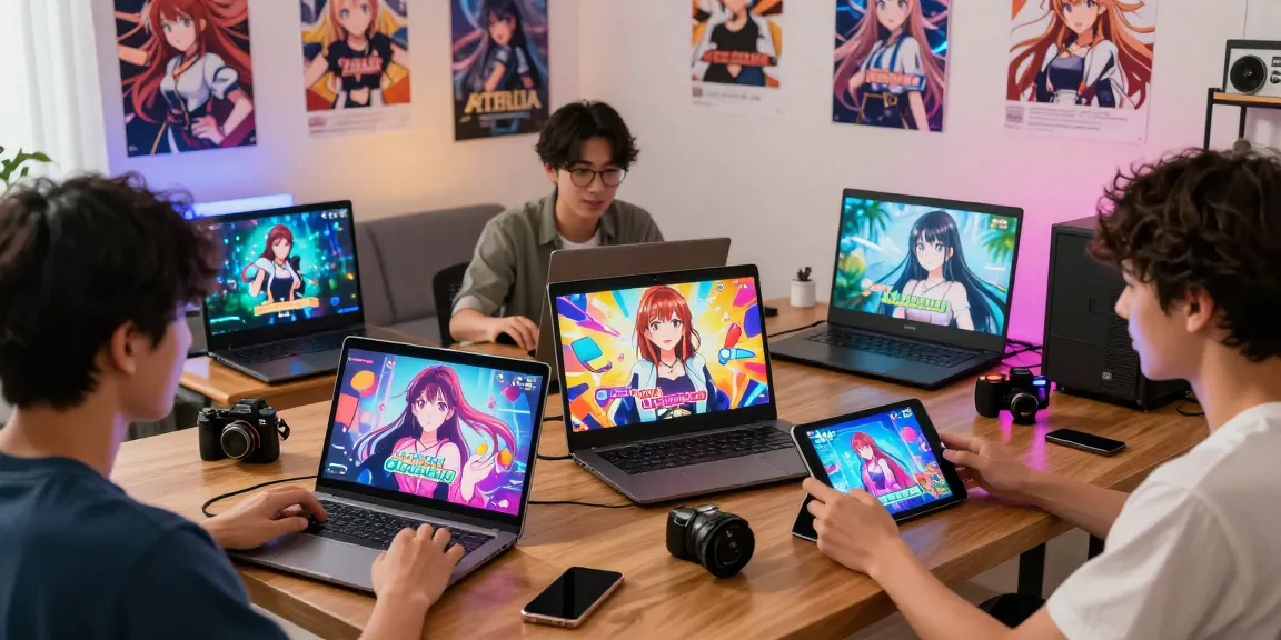 Exciting players engaging with free hentai games in a cozy gaming setup with vibrant character graphics and modern devices.
