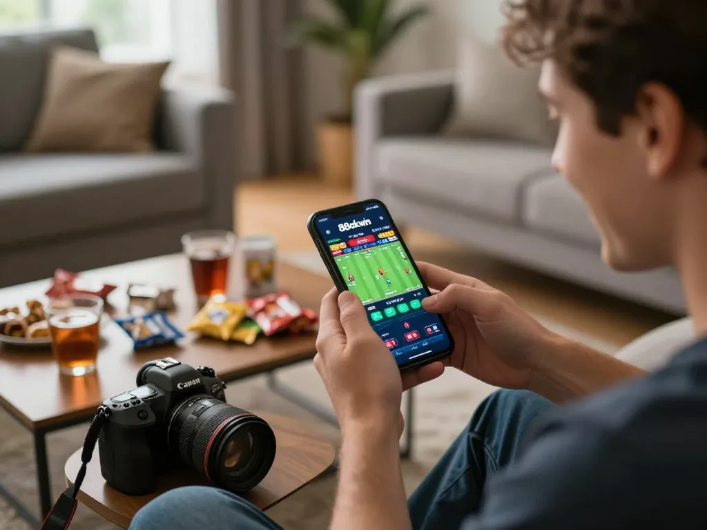 Player experiencing thrilling betting action with the 88okwin app in a modern home setting.