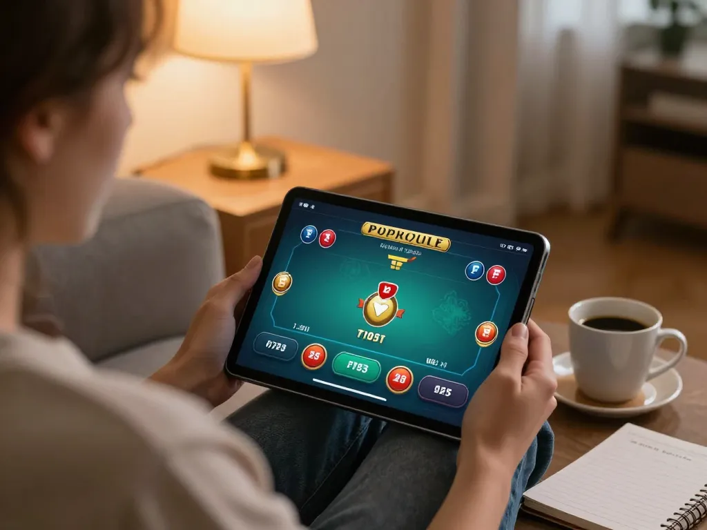 Engaging poker game on tablet showcasing 789club interface, highlighting responsible gaming