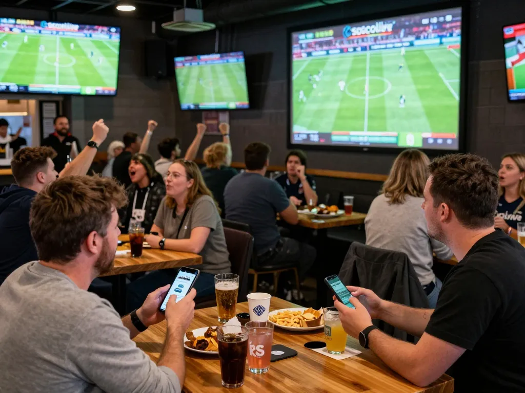 Experience the excitement of live football streaming on Socolive amid a lively sports bar atmosphere