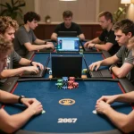 Online poker players engaging strategically during a tournament at home with 789 gaming platform
