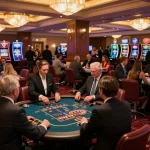 man88 players joyfully engaging at high-stakes poker tables, experiencing thrilling moments of casino gameplay.