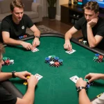 Go88 players engaging in an exciting online poker game, blending strategy and social interaction in a cozy home setting.