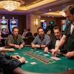 Players engaging in a thrilling blackjack game at ONE88's casino, showcasing excitement and strategic gameplay.