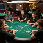 Các người chơi poker LUCK8 tham gia vào gameplay chiến lược tại một giải đấu casino đầy sôi động.