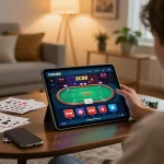 Engaging with SC88 casino app on tablet for online poker gameplay.