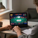 Engaging online gaming scene at trang chủ bl555, player enjoying poker with strategy notes.