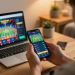 Ok9 mobile betting experience with a person engaging in live sports odds on their smartphone