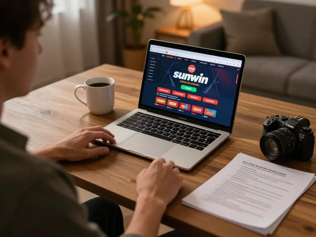 Player engaging with the sunwin online casino interface while analyzing betting strategies at home.