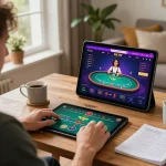 Experience thrilling online poker action with rik vip in a cozy home gaming setup.