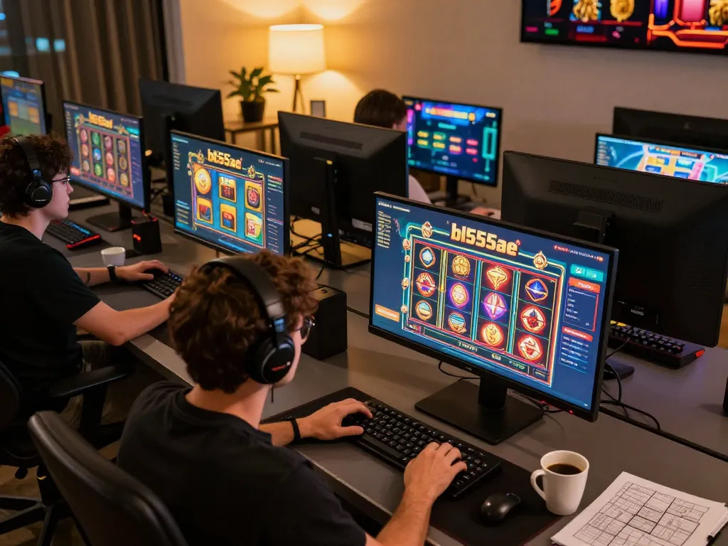 Player engaging with bl555ae online casino games on multiple monitors in a modern gaming setup.