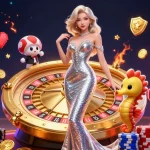Experience the thrill of one88 at a vibrant casino with a glamorous roulette wheel and playful seahorse.