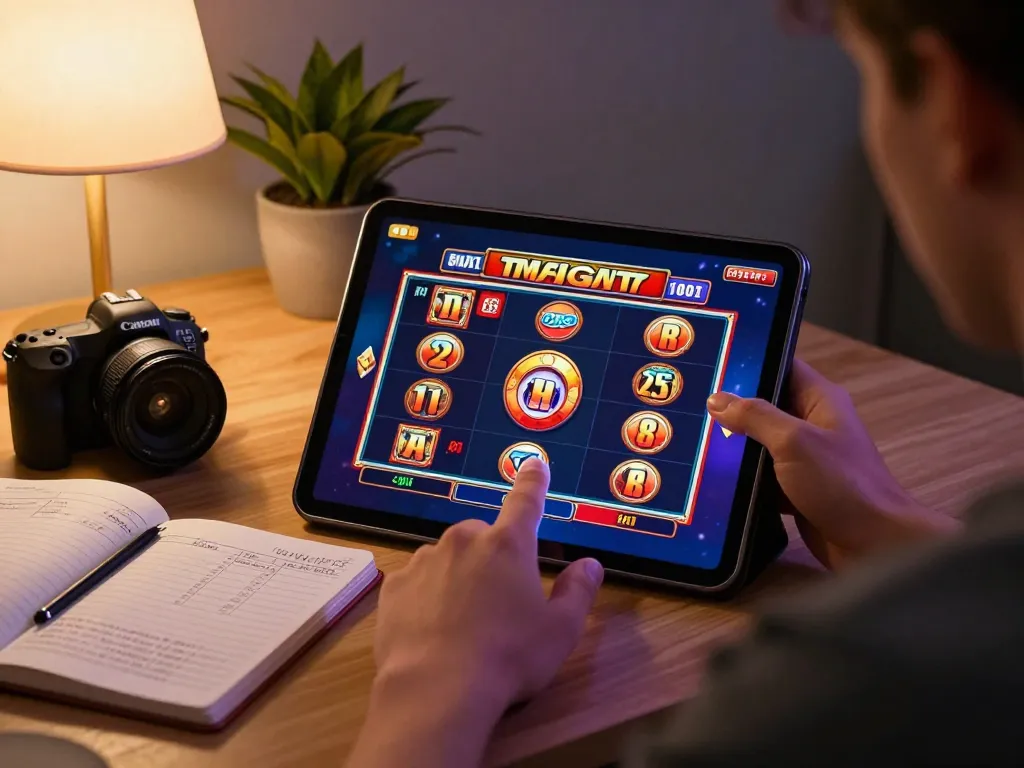 Experience the excitement of Pragmatic Demo slots in a cozy home setup with strategic gaming notes.