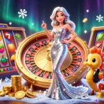 Engage in thrilling slot action with SUNVIN at a glittering casino featuring a golden roulette wheel.