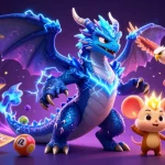 Experience thrilling games with 28bet in an electrifying 3D illustration featuring vibrant elements.