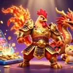 Participate in thrilling hubet games with a 3D cartoon rooster warrior and dragon hatchling!