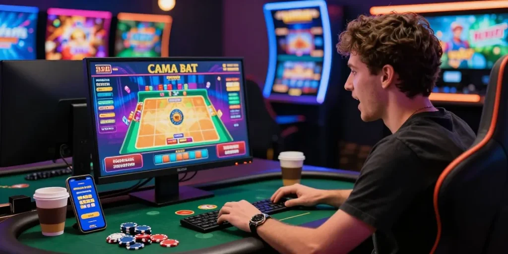 Scena coinvolgente di un giocatore in un casino dal vivo che mostra la lista dei casino online non AAMS con grafiche e gameplay entusiasmanti.