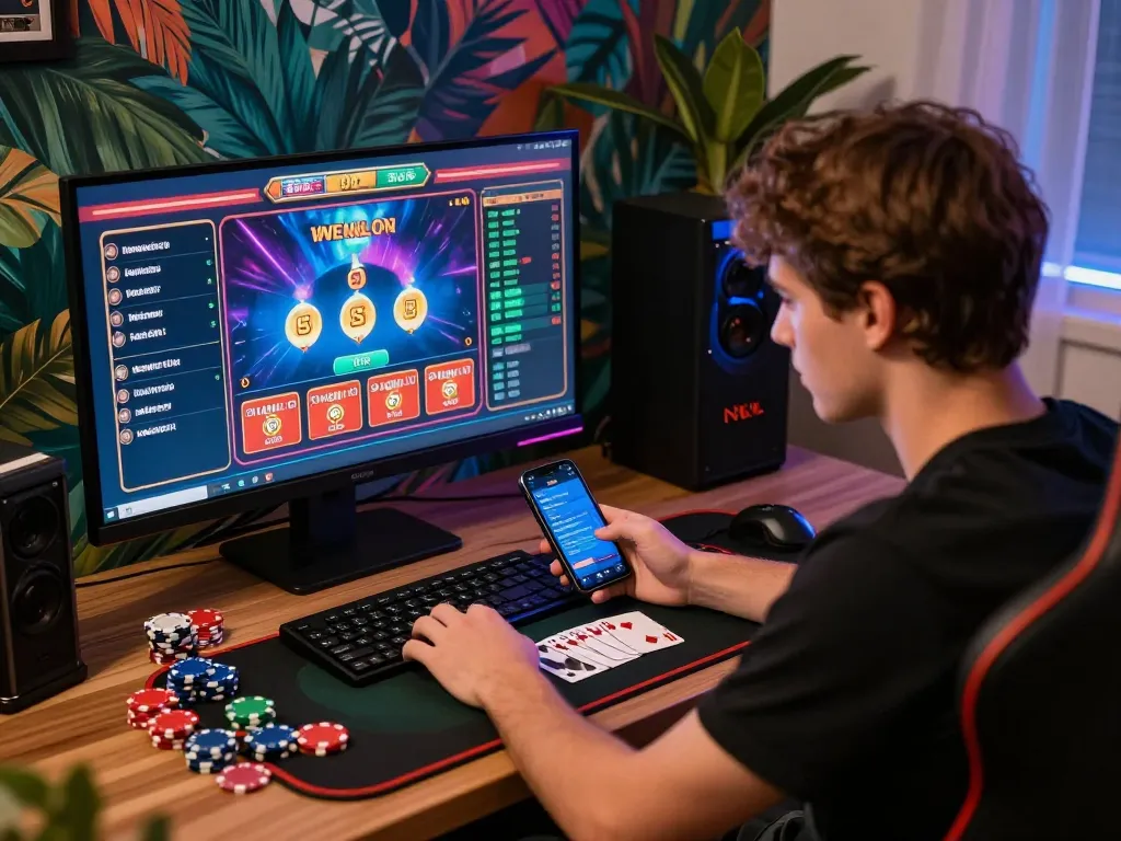 Exciting online casino experience with MM88 gaming setup and vibrant atmosphere.