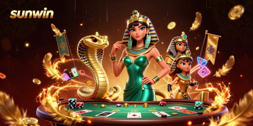 Experience thrilling casino action at sunwin with an alluring poker table scene featuring vibrant elements.