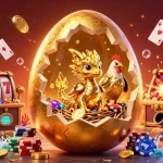 Experience the excitement of c168 with a golden dragon and poker chips in a vibrant casino scene.