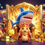 CICAKWIN showcases a vibrant casino scene with a golden hamster king and treasure-filled background, enhancing your gaming experience.