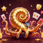 Play engaging casino games with 181bet's cartoon nautilus, roulette wheel, and glowing arcade elements.