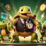 Engage with OKVND's thrilling casino experiences featuring a cartoon turtle and vibrant game elements.