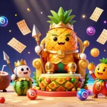Experience the excitement at lu88 casino with vibrant visuals of gaming elements and characters.