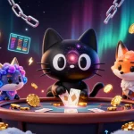 SUNWIN engaging players at a vibrant cosmic casino, featuring colorful gaming elements in an electrifying atmosphere.