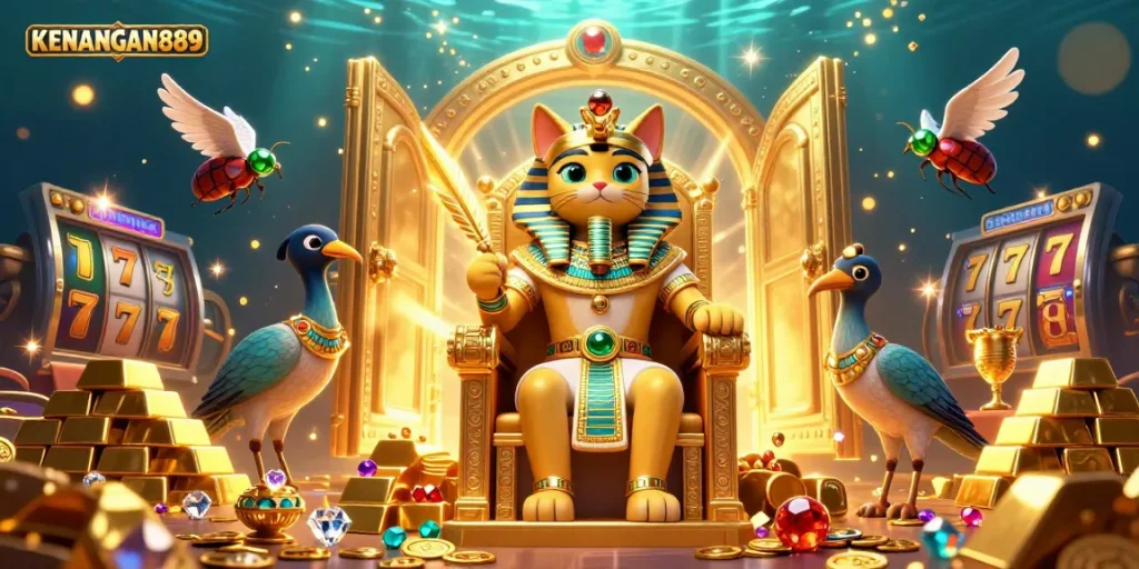 Experience KENANGAN889 with thrilling slot games amid treasures, jewels, and electrifying visuals.