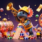 Join the fun with 58win com as the characters spin and celebrate in a vibrant casino scene.