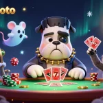 bigboxphoto shows a Frankenstein bulldog dealer amidst dynamic casino action, capturing the thrill of gaming
