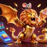 Play exciting games at real money casinos featuring a golden chimera with crypto elements.