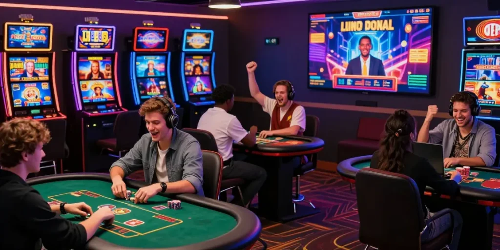 Engaged players enjoying 68gamebai in a dynamic online gaming environment with colorful graphics and live interactions.