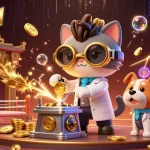 Create wealth at hitclub1 with mad scientist cat and loyal dog in a thrilling gambling atmosphere.