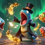 Experience thrilling card tricks at f168 with vibrant characters performing magic in an energetic casino scene.