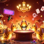 Palladiopoint's gleaming casino scene brought to life with glowworms, slot reels, and vibrant treasures.