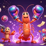 Bet on your luck with okwintv's thrilling gaming experience featuring lively shrimp characters and vibrant lottery elements.