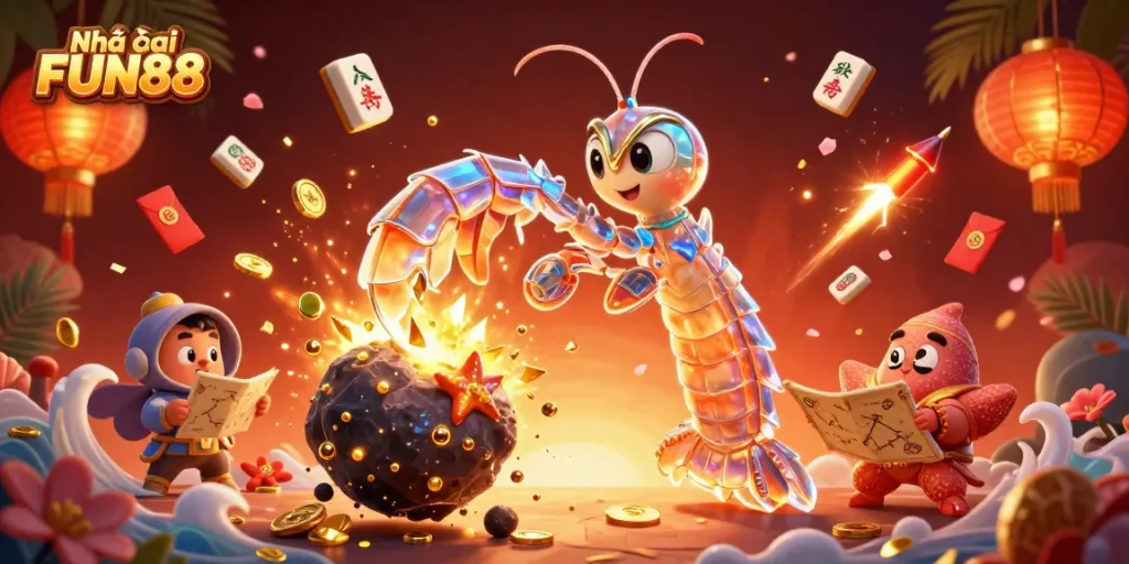 Experience the thrill of Nhà cái FUN88 with a vibrant 3D casino-themed illustration featuring captivating characters and elements.