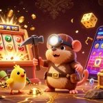 Experience thrilling wins with f168's vibrant jackpot illustration featuring treasure seekers and vibrant casino games.