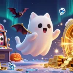 SUN WIN lights up the haunted casino with a friendly ghost cat and treasure vault.