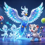 Experience exciting casino gaming with XO88, featuring an ice phoenix and playful elements.